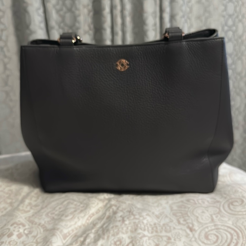 Dagne Dover Grey Leather Tote/Carryall – LIKE NEW – Size Medium